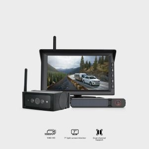 Solar3C Dual Backup Camera Kit with Monitor – 2 Wireless Cameras for RVTrailer