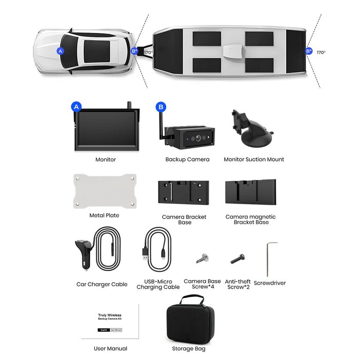 Solar4 B 1080P Magnetic Portable Backup Camera Wireless with 5 Monitor for RV and Camper Trailer - Image 9