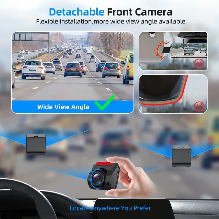 T9 Pro 1080P Front and Rear Dash Cam with GPS for Car & Truck - Image 2
