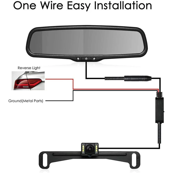 T2 480P Wired Rear View Mirror Backup Camera for Car, Truck and RV - Image 3