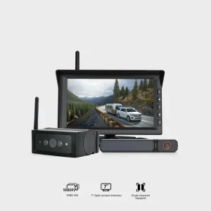 Solar3C Dual Backup Camera Kit with Monitor – 2 Wireless Cameras for RVTrailer
